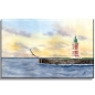 Preview: Leinwand 30 x 20 cm Keilrahmen Canvas-Leinen Aquarell Kunst Druck Kunstdruck Bremerhaven Leuchtturm Pingelturm - BHV1